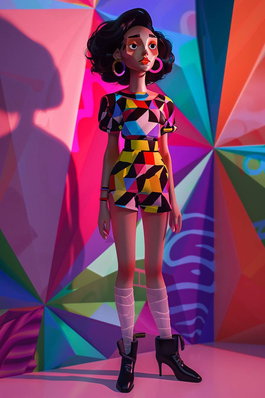 Character concept design inspired by the style of Camille Walala, half body