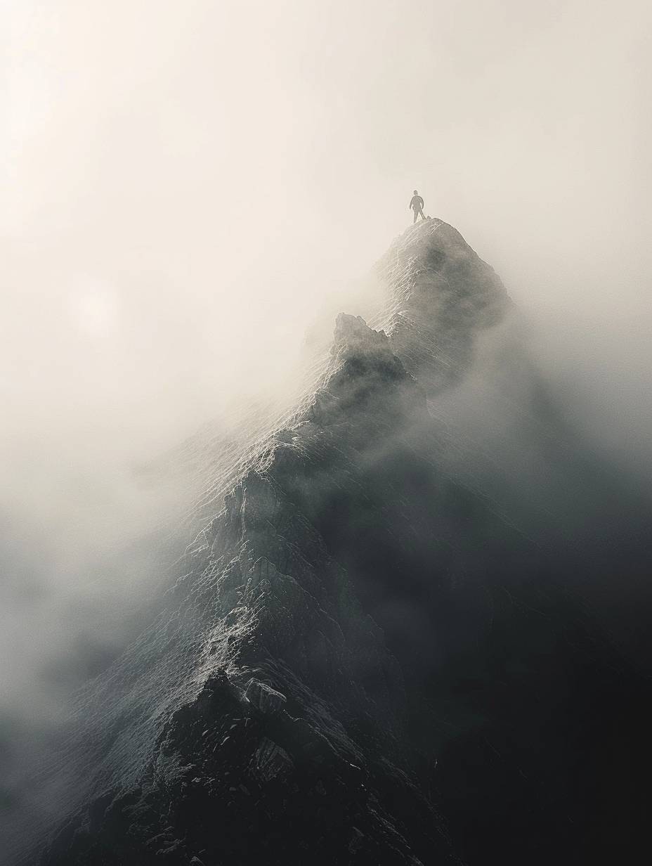 山の頂上への上り道は背光したシルエットの人物と山の側面を特徴に、簡素なスタイルで表現し、神秘的な雰囲気を演出します。ポジティブで上昇的なイメージがあり、現実感がとても強調されており、詳細が豊かに描かれています。写真の一枚として見えたときに、霧keyCode漂うような気分を感じることでしょう。視覚的な衝撃が強力で、素晴らしい風景を提示します。