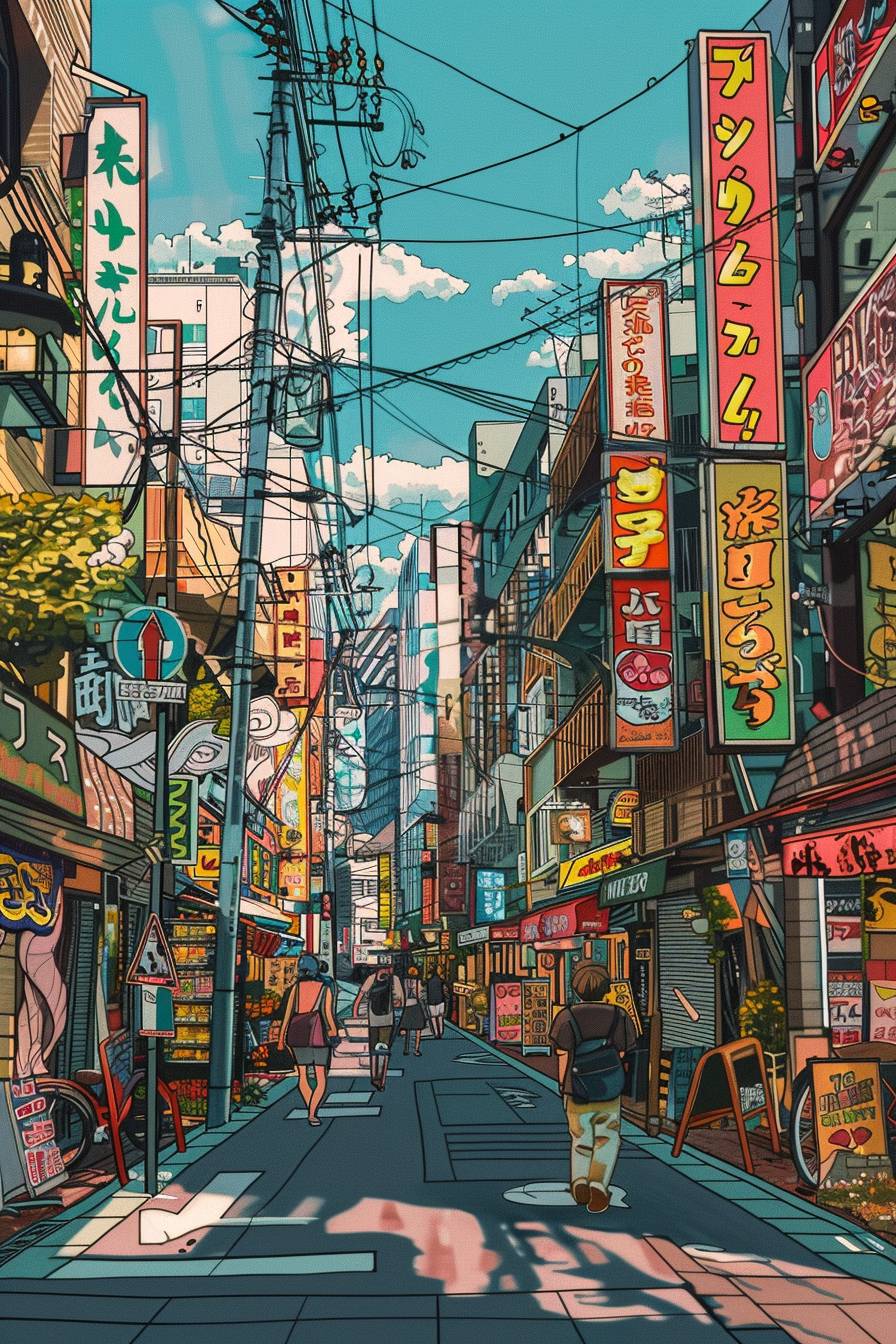 Japanese Shinjuku illustration