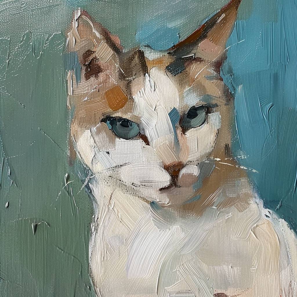 セシリア・ボーゾのスタイルで描かれた猫の動物の絵