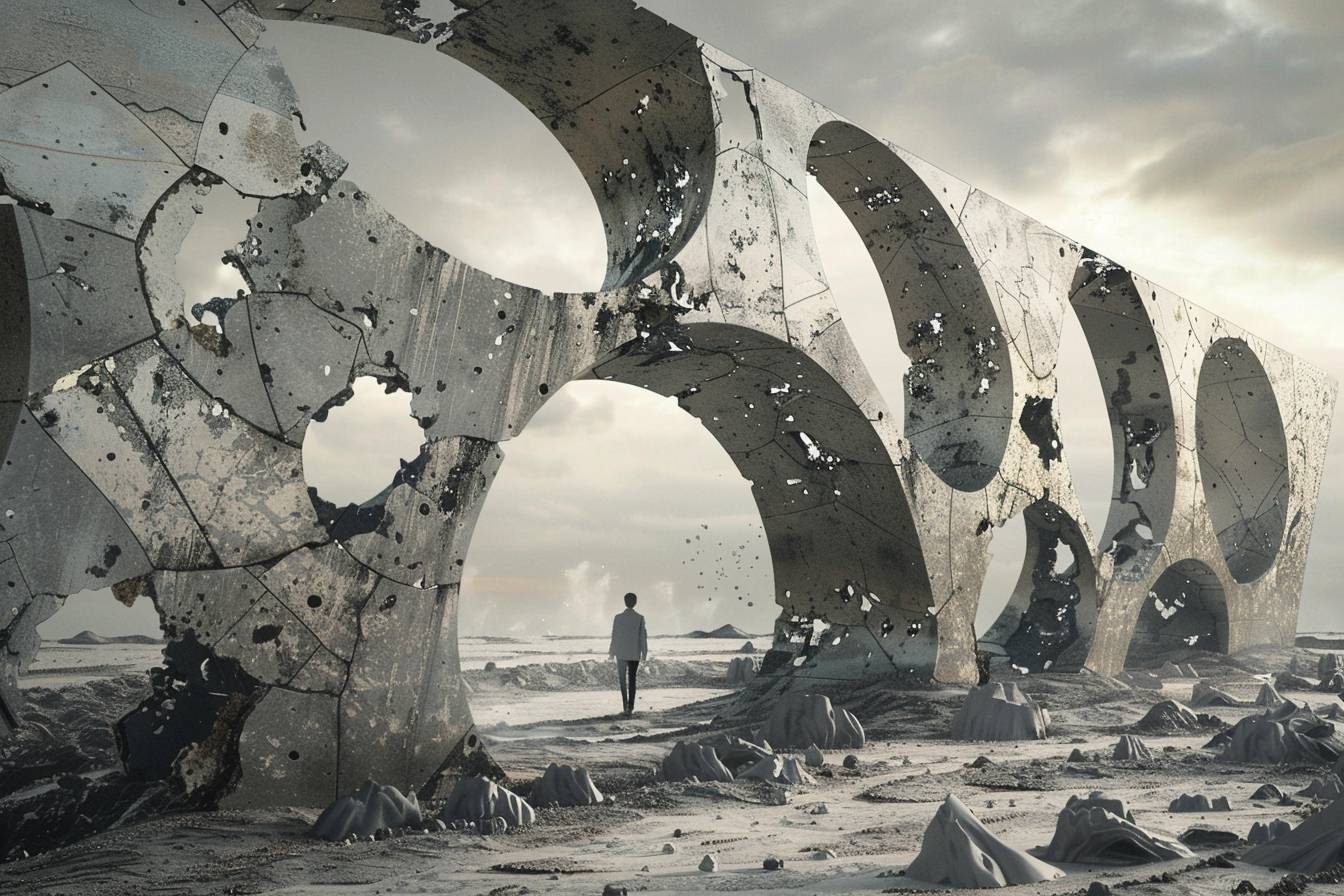 Wasteland, sci-fi art, in the style of Olafur Eliasson