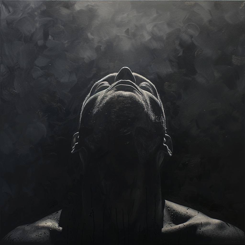 A [SUBJECT], dramatic with exaggerated features, sharp angles, dark atmosphere, hyper realistic oil painting, a stark contrast between light and dark.