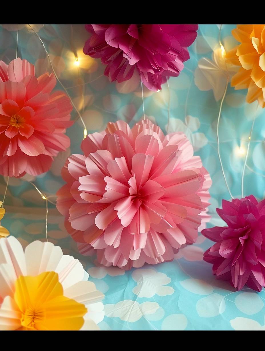 Stock photo of paper flower garlands