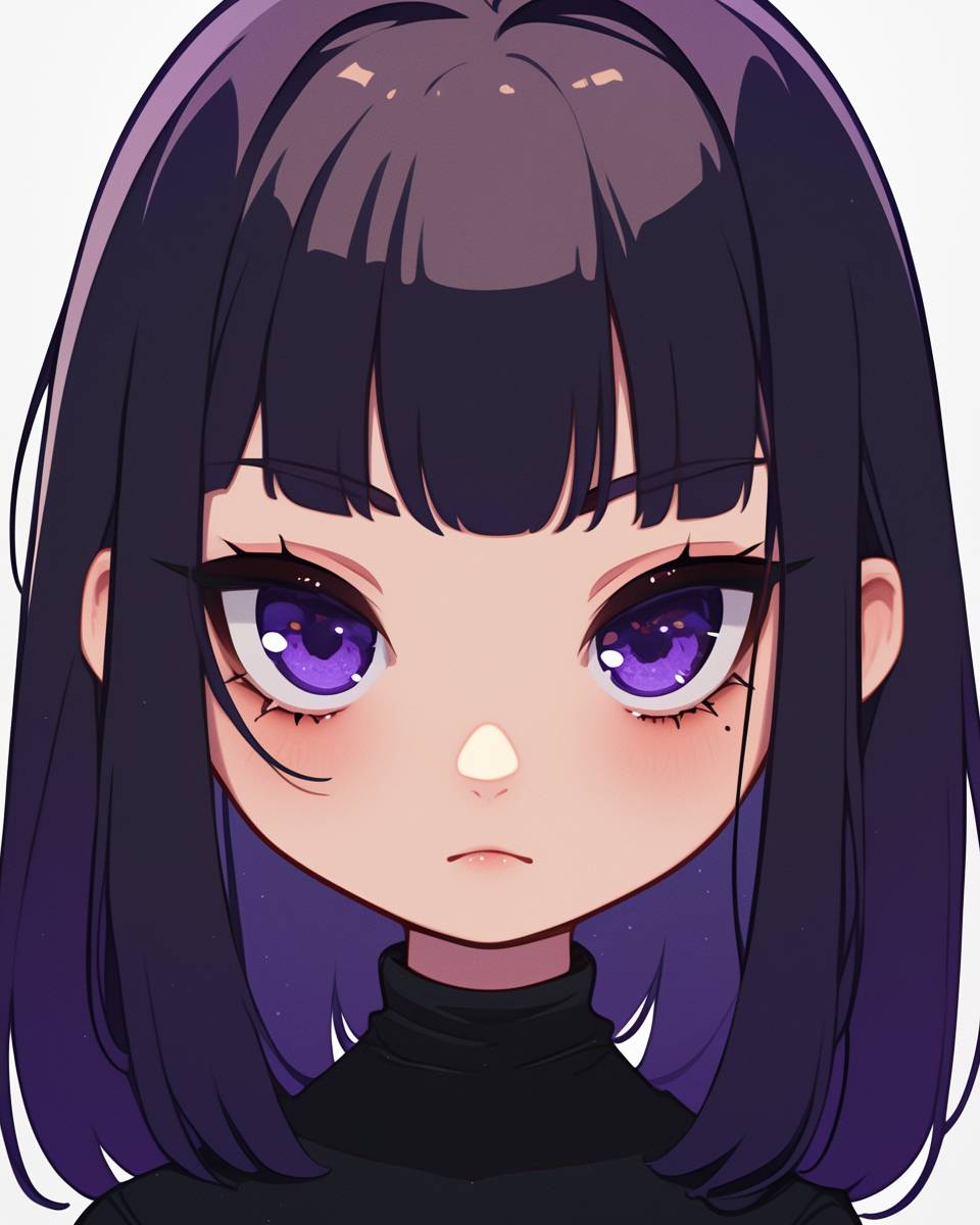 Close-up [SUBJECT] Chibi anime cute character portrait with exaggerated proportions, large head, small body, simple facial features