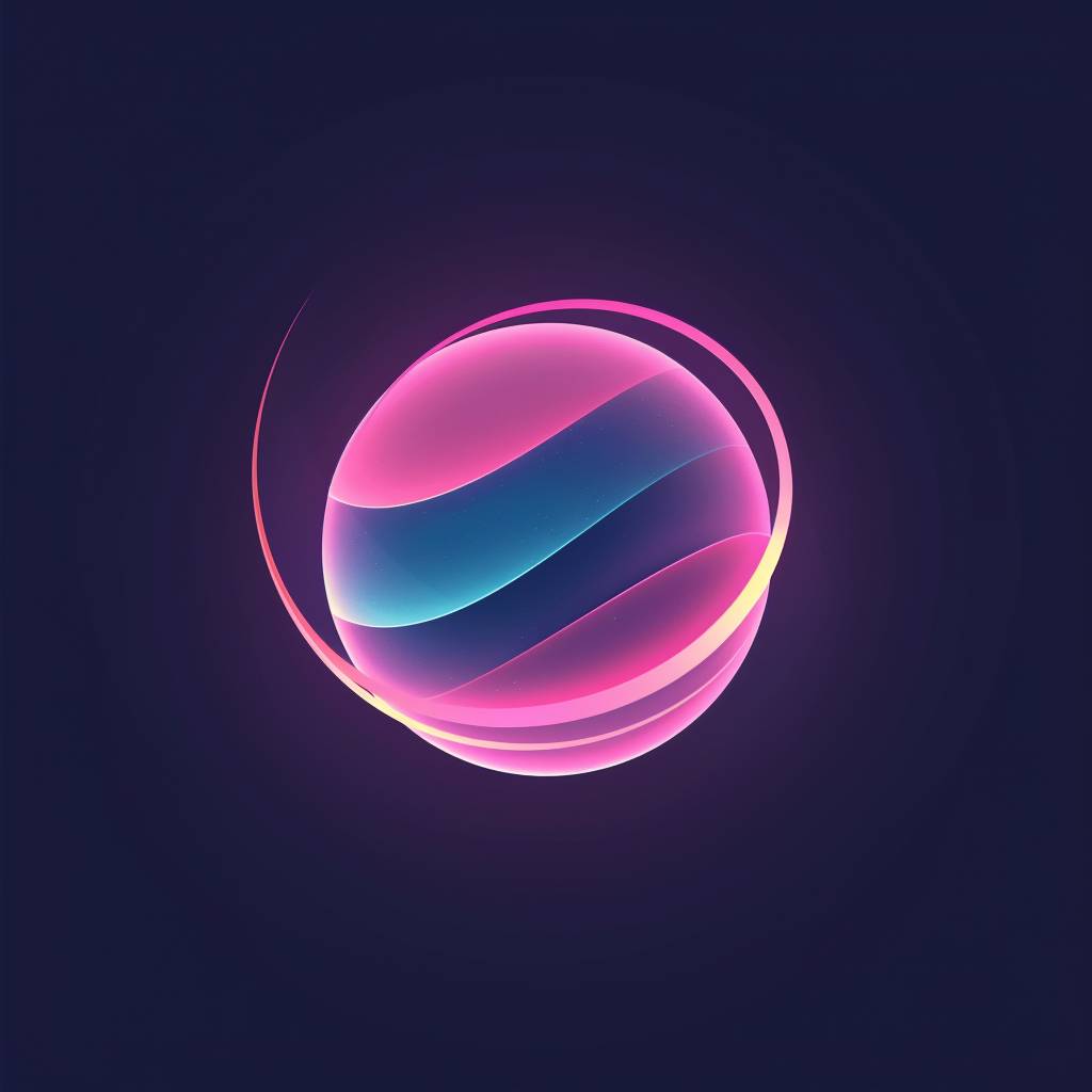 A minimalistic logo for Sculptor, stylized sphere with an aura effect set against a dark background. The sphere is rendered in shades of blue and pink, evoking feelings of creativity and passion. The aura effect adds a touch of mysticism and ethereal quality. The overall design is clean and modern, with a focus on negative space and a sense of balance and harmony. The sphere represents unity and completeness, while the color choice suggests a sense of artistry and originality. The dark background highlights the sphere and aura, making the logo striking and memorable