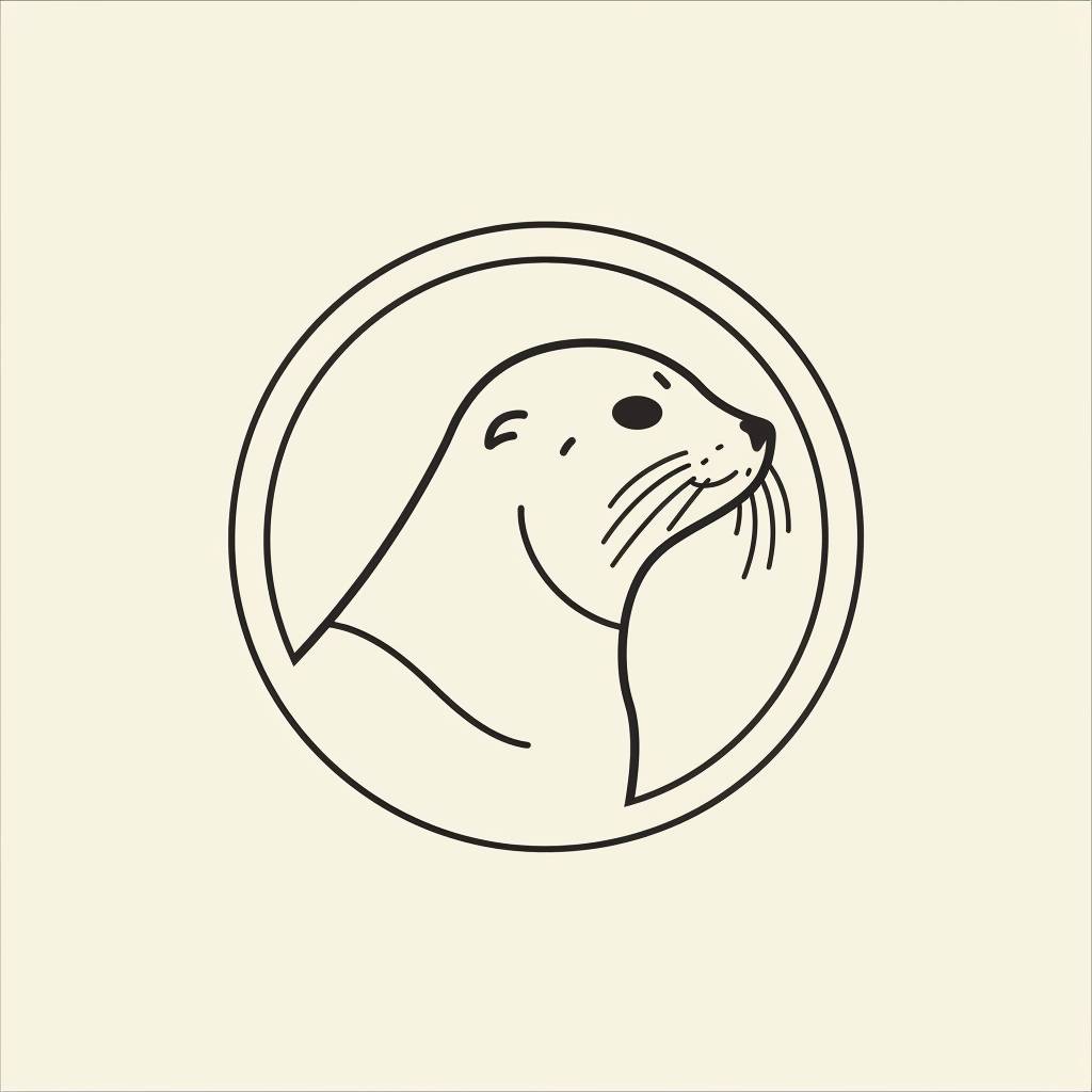 Minimal abstracted line art of a seal, flat design, minimalist, reduced, vector logo