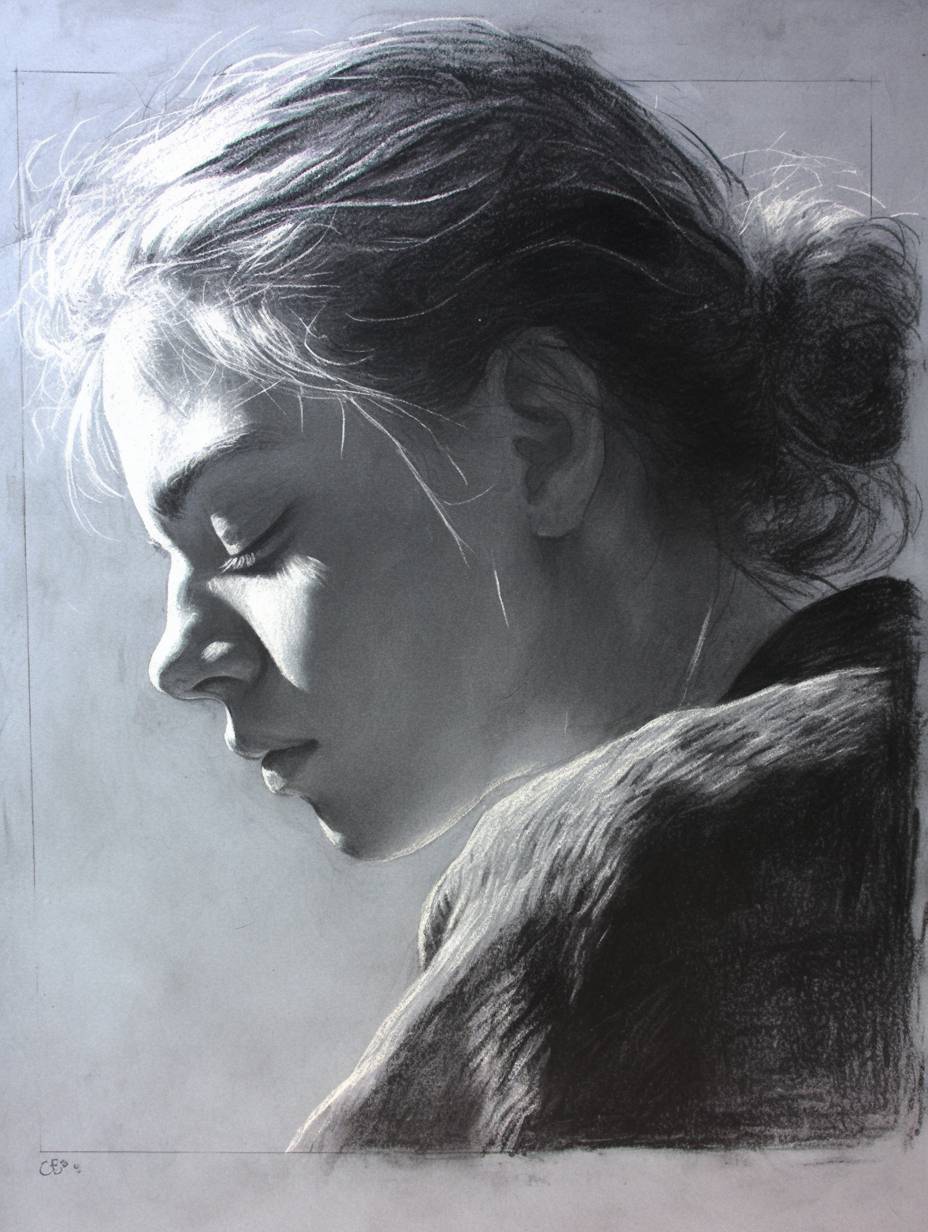 monotone chalk portrait, chalk texture, chalk art