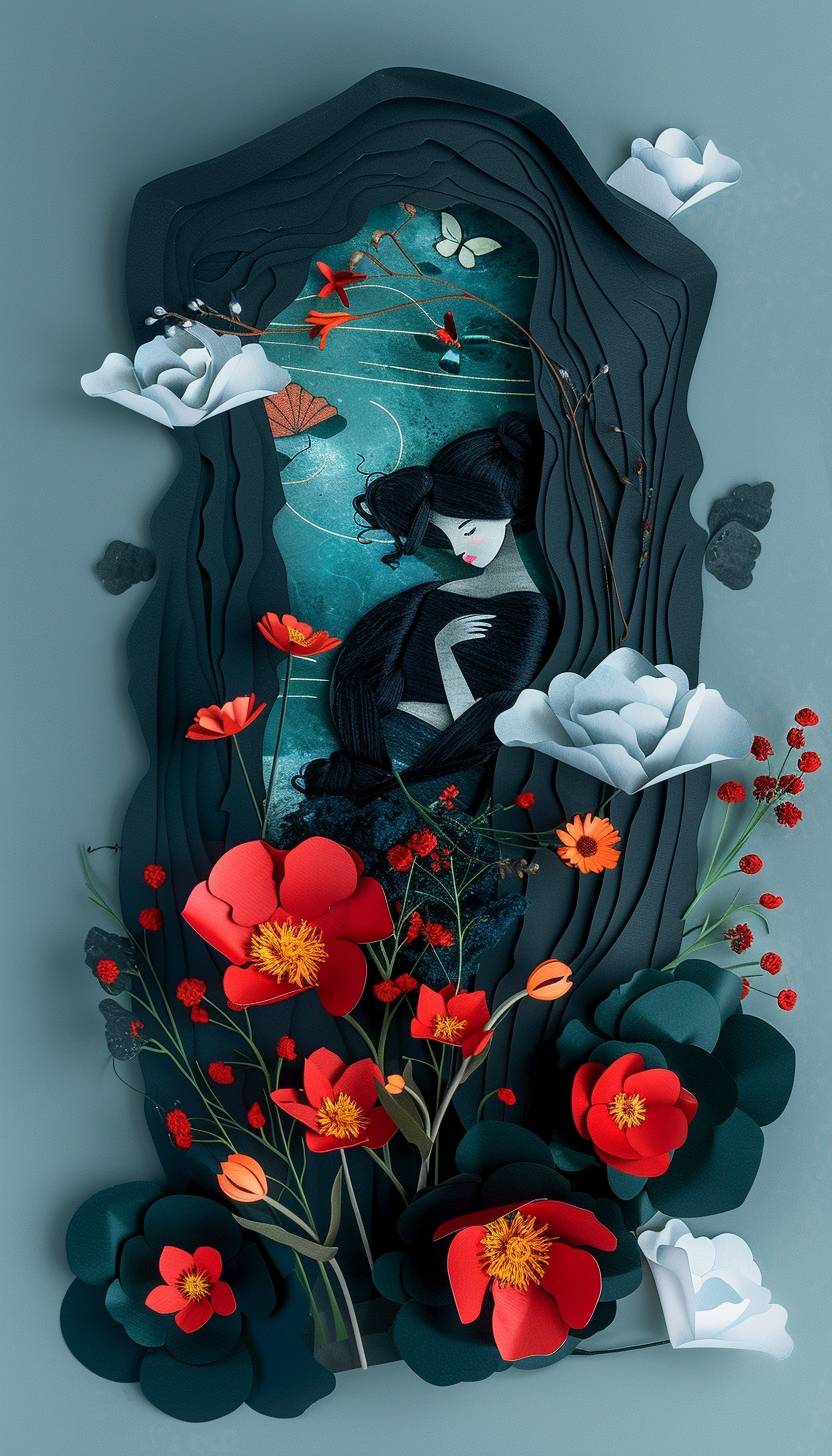 In the style of Eiko Ojala, a mystical garden blooming with enchanted flowers