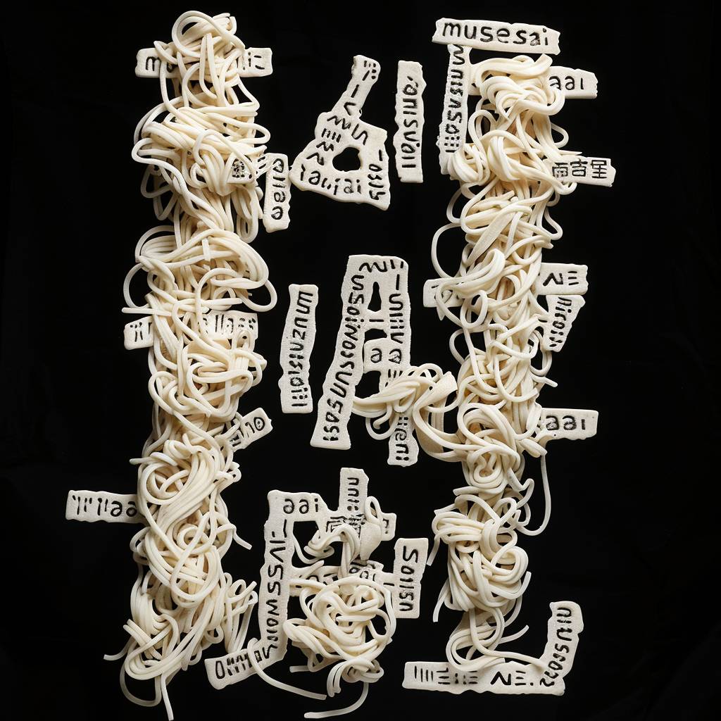 Text "musesai" made of noodles --stylize 35 --v 6.0