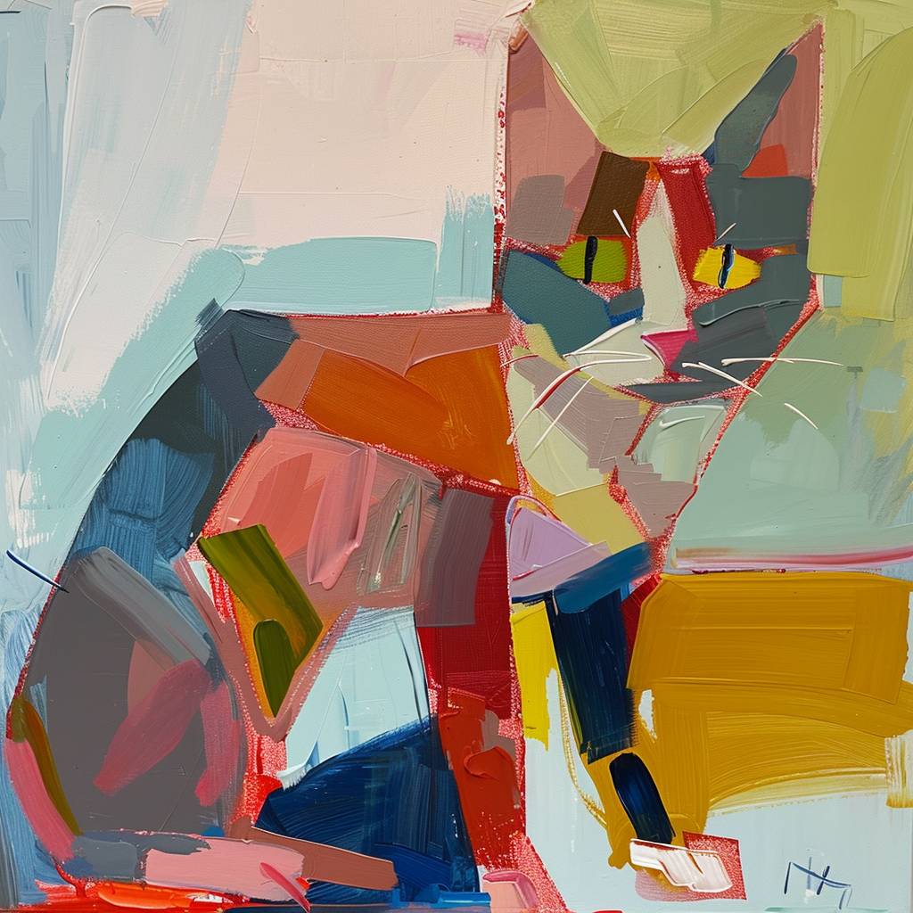 Feline animal painting in the style of Amy Sillman