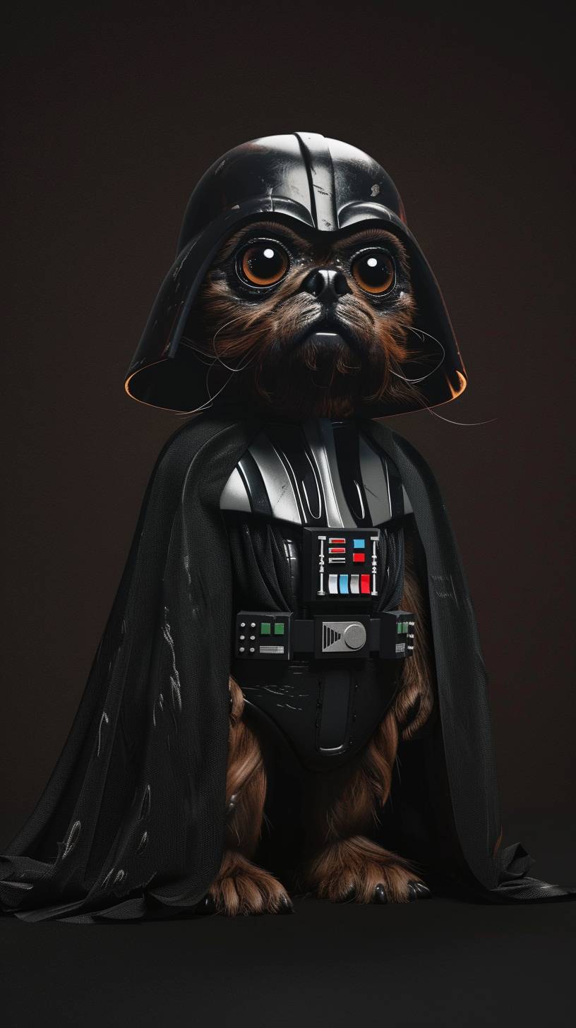 Realistic CG. Darth Vader. The characters are humanoid puppies. More vivid and detailed.