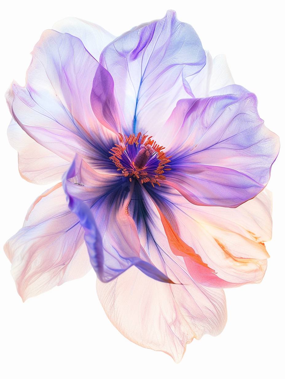 A pastel flower, isolated on a white background.