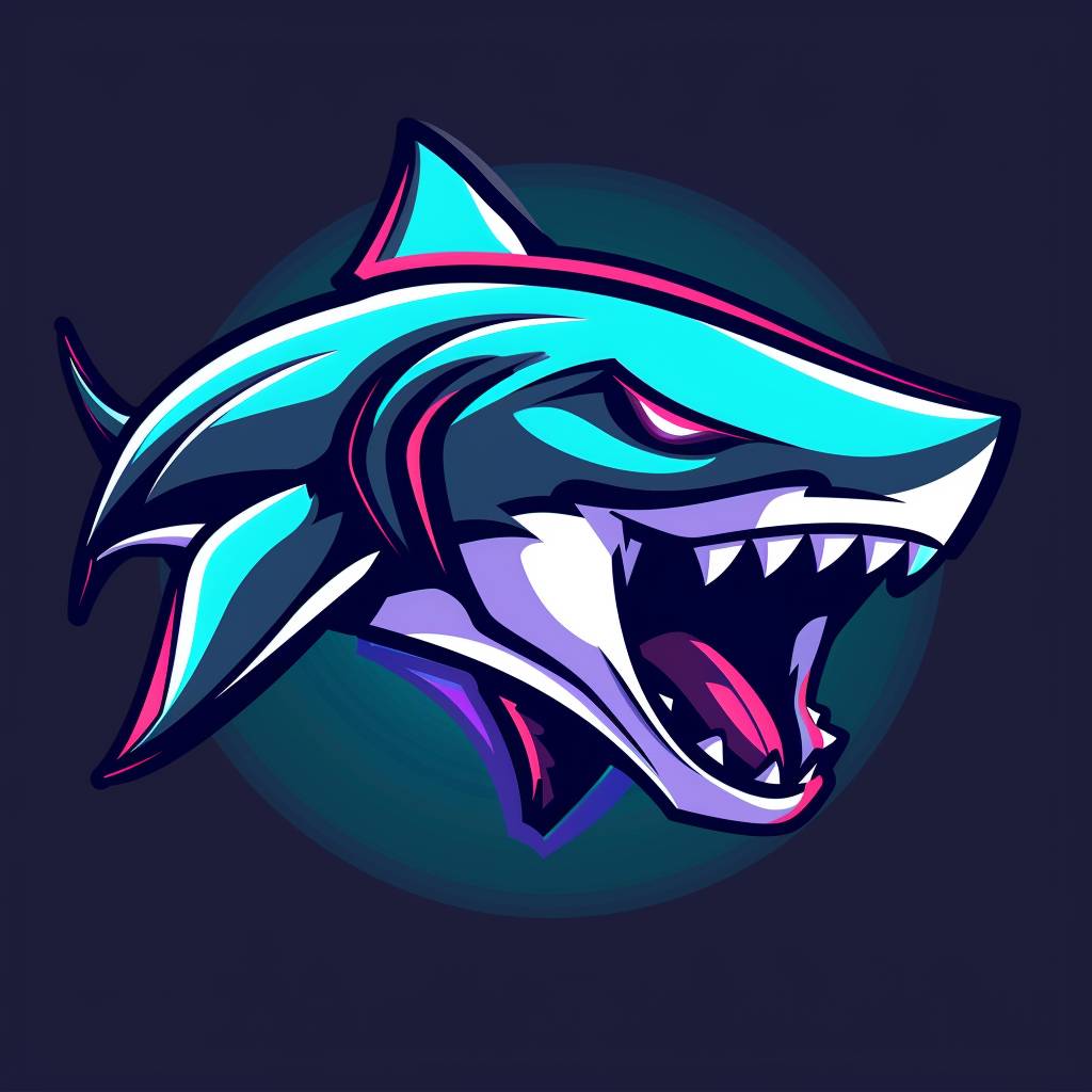 Illustration flat design shark warrior mascot esport gaming logo, sketch style, by Paul Rand --v 6.0