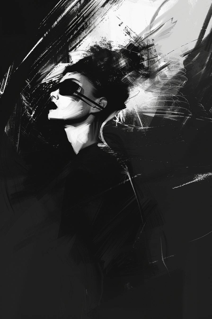 Character concept design inspired by the style of Lillian Bassman, half body