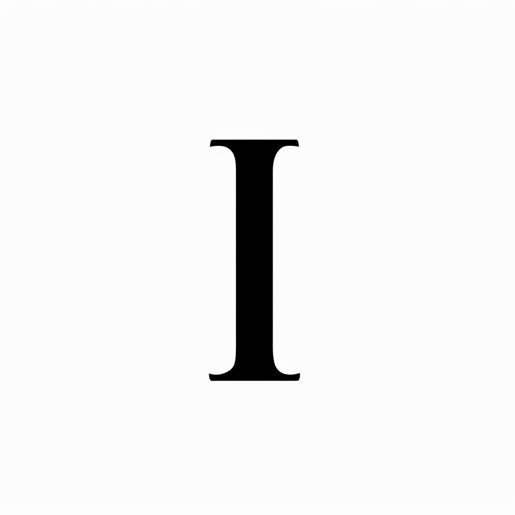 Iの文字ロゴ、ミニマリスト、モノグラム、白い背景、トレンディ、1色、黒色、Pokras Lampasのスタイル