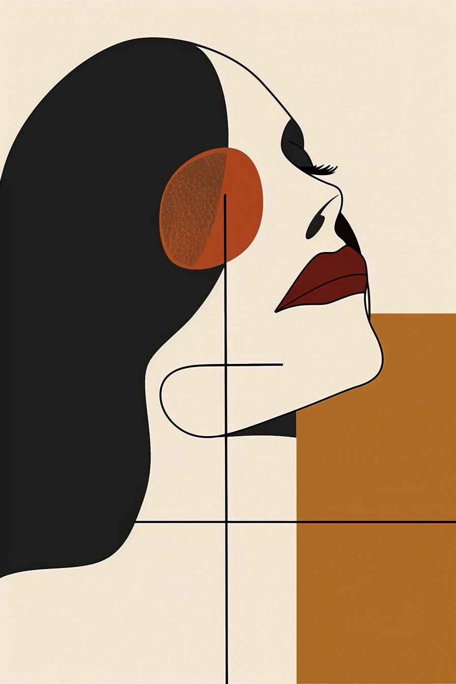 幾何学的ミニマリストなバウハウスアートの中の女性の顔
