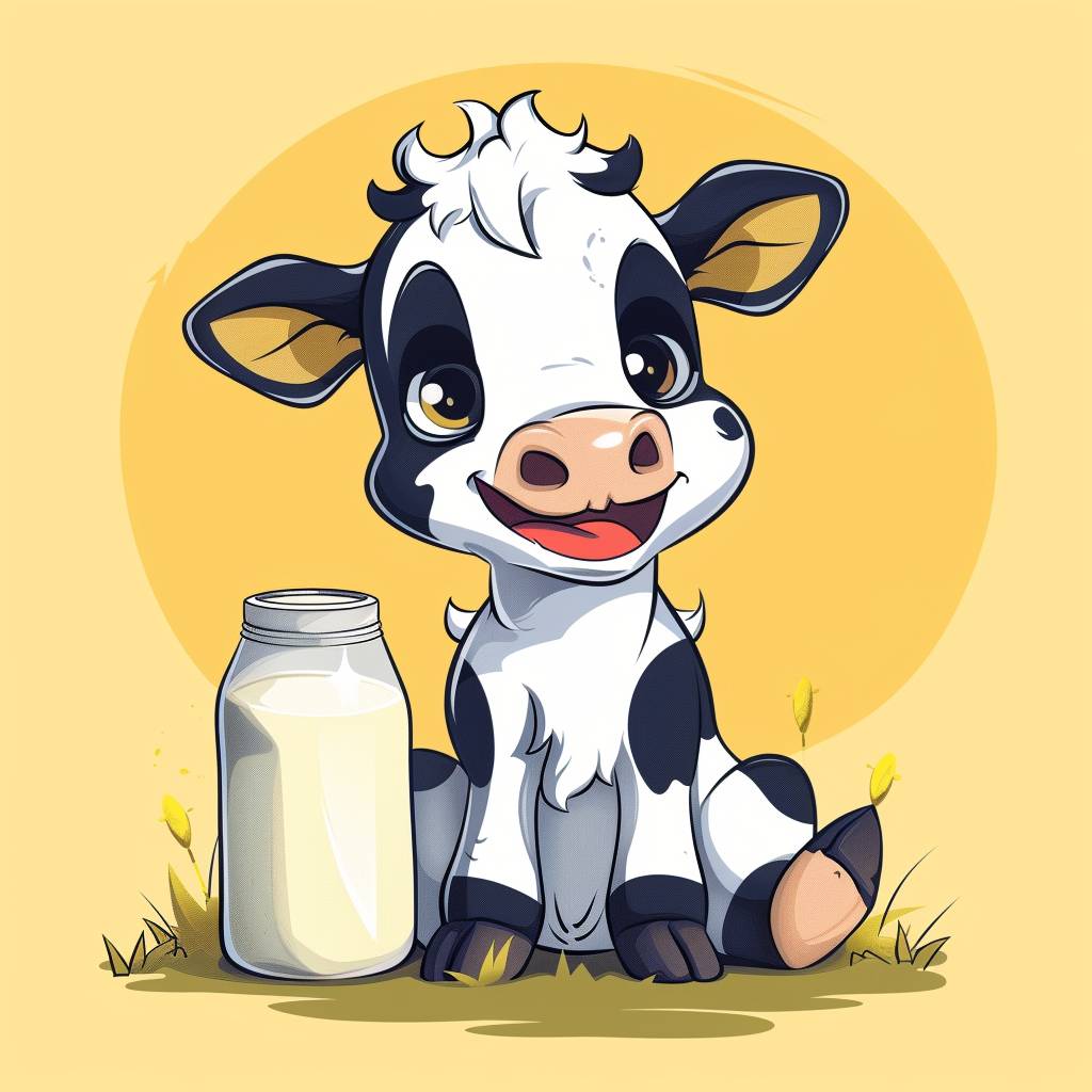 Mascot for a dairy brand, clip art style, cute