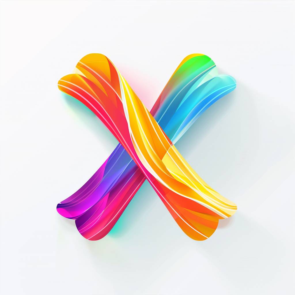 Resolution 8k, logo rainbow colorful abstract white background soft shadows letter X