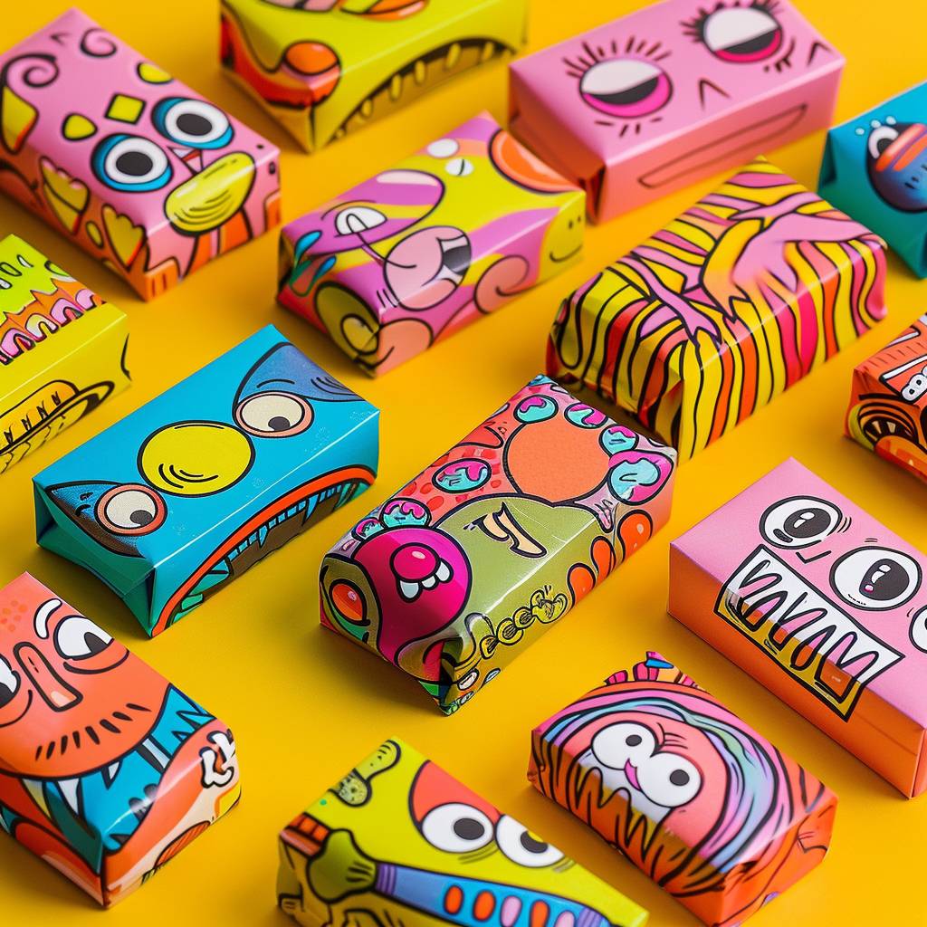 Packaging design for chewing gum blisters with crazy flavors by John Burgerman