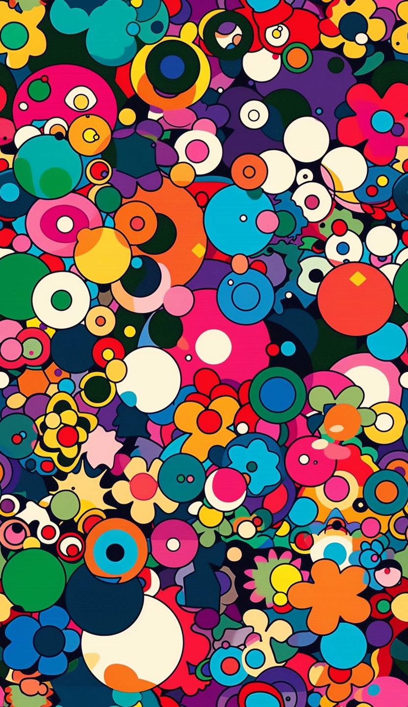 Murakami style vector art in Y2K colorway