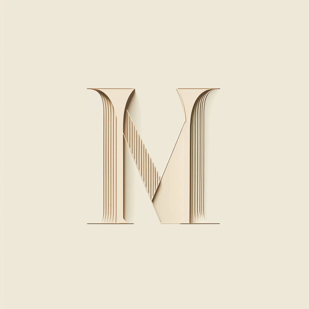 Minimalist letter M logo in cream style --v 6.0