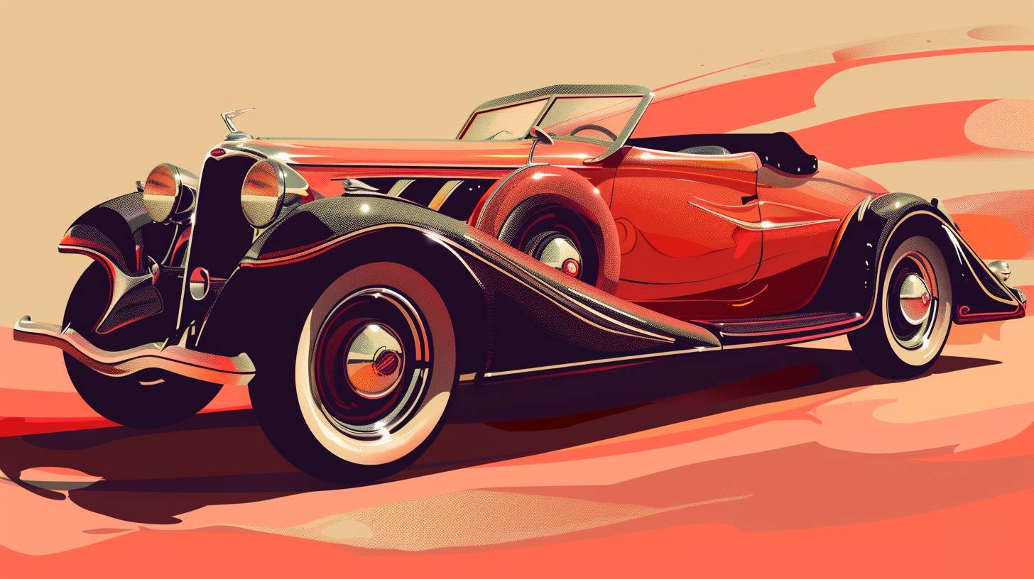 Illustration of a car in precisionism style
