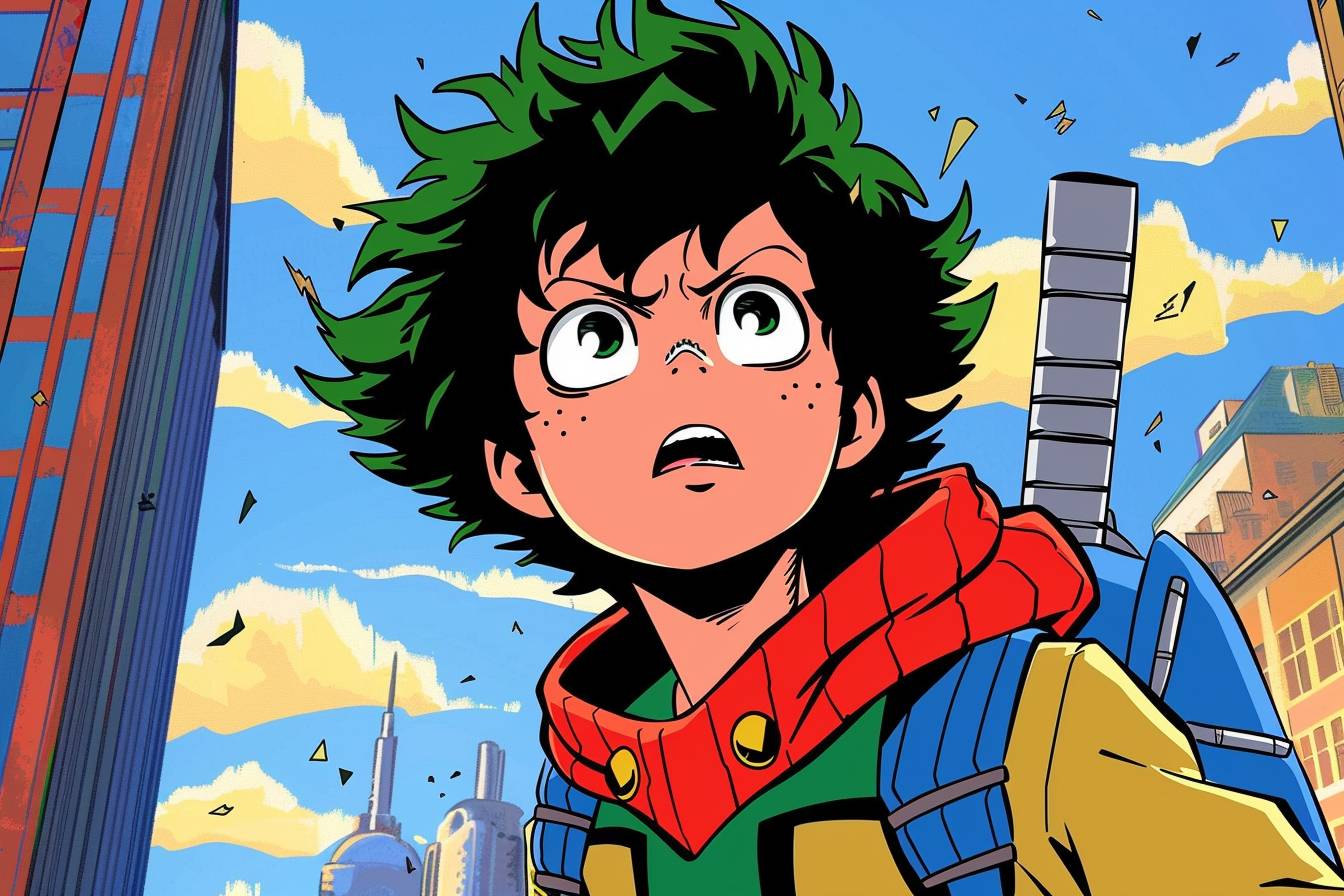 Deku in semi-realistic anime style