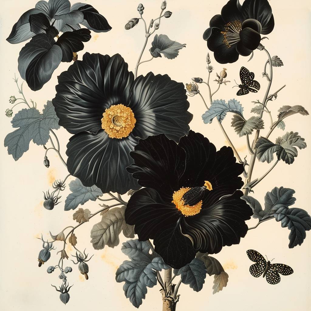Black Flowers by Maria Sibylla Merian