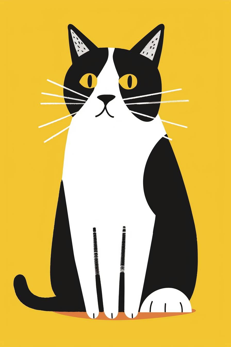 A HolsteinCat sits in the middle, with straightforward humor, simple lines and bright colors. Japanese illustrator Nimura Daisuke