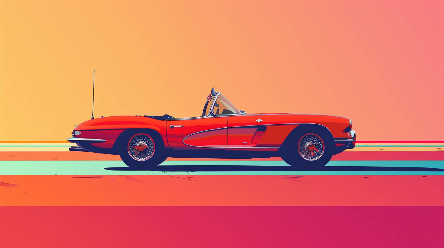 Illustration of a car in precisionism style