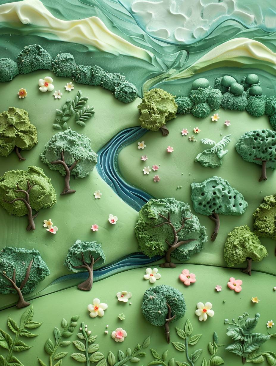 Cute landscape of plasticine