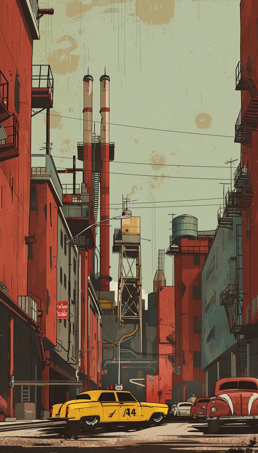 In the style of Alessandro Gottardo, Mechanical wonders of a futuristic metropolis