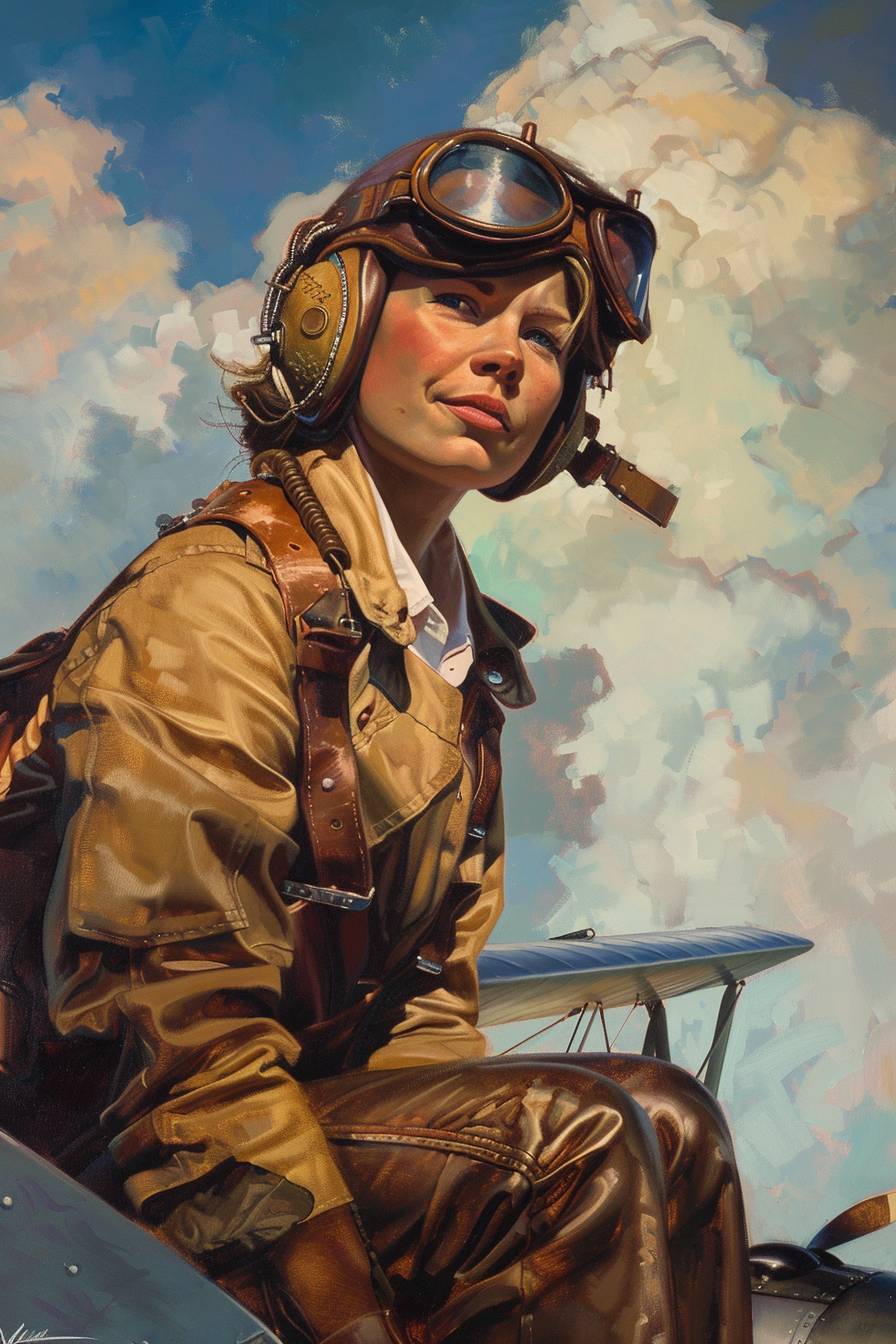 David Uhl's painting depicting Amelia Earhart