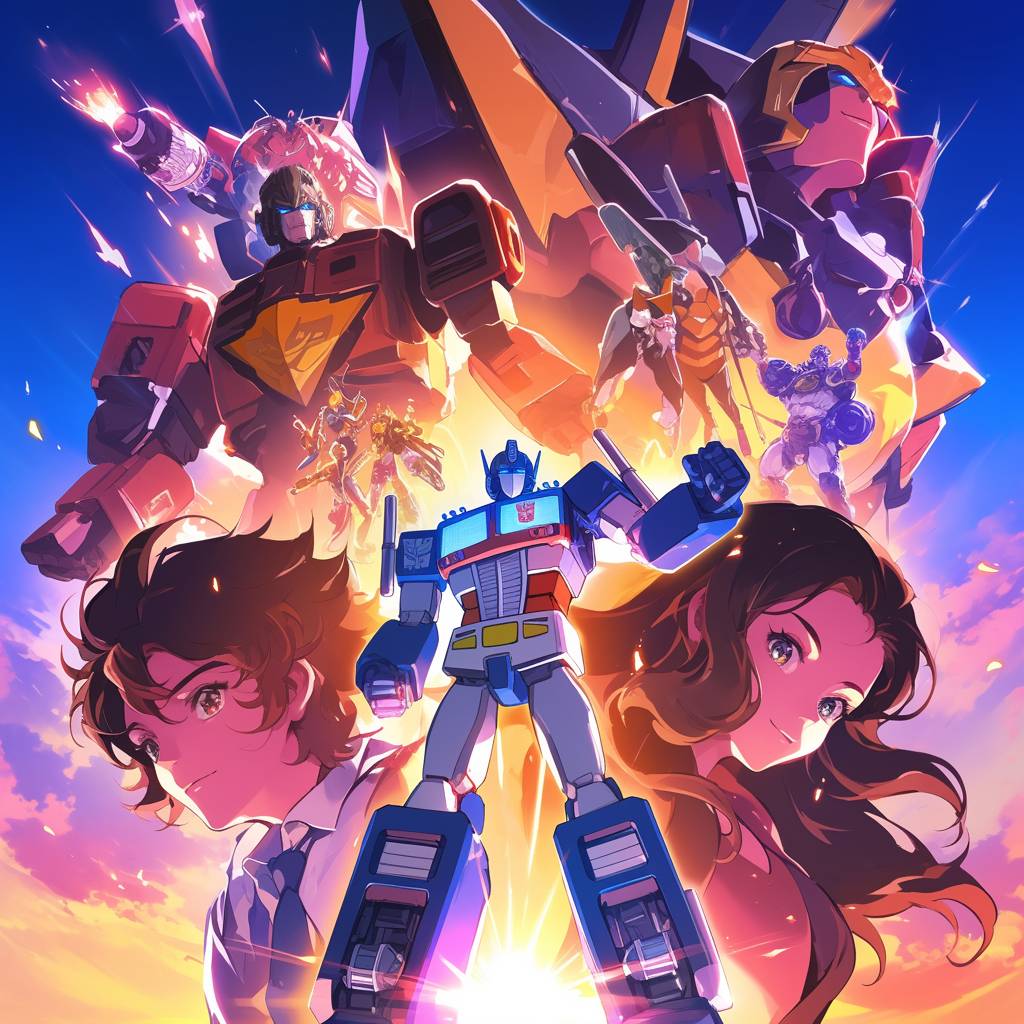 1970s Transformers movie poster in Mecha anime style