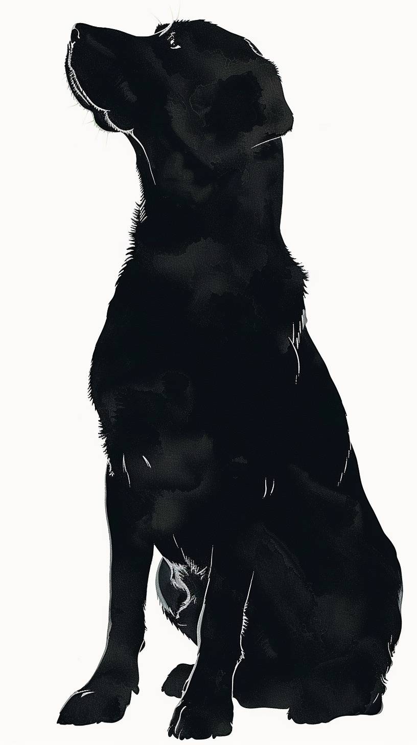 Dog, solid color silhouette, white background