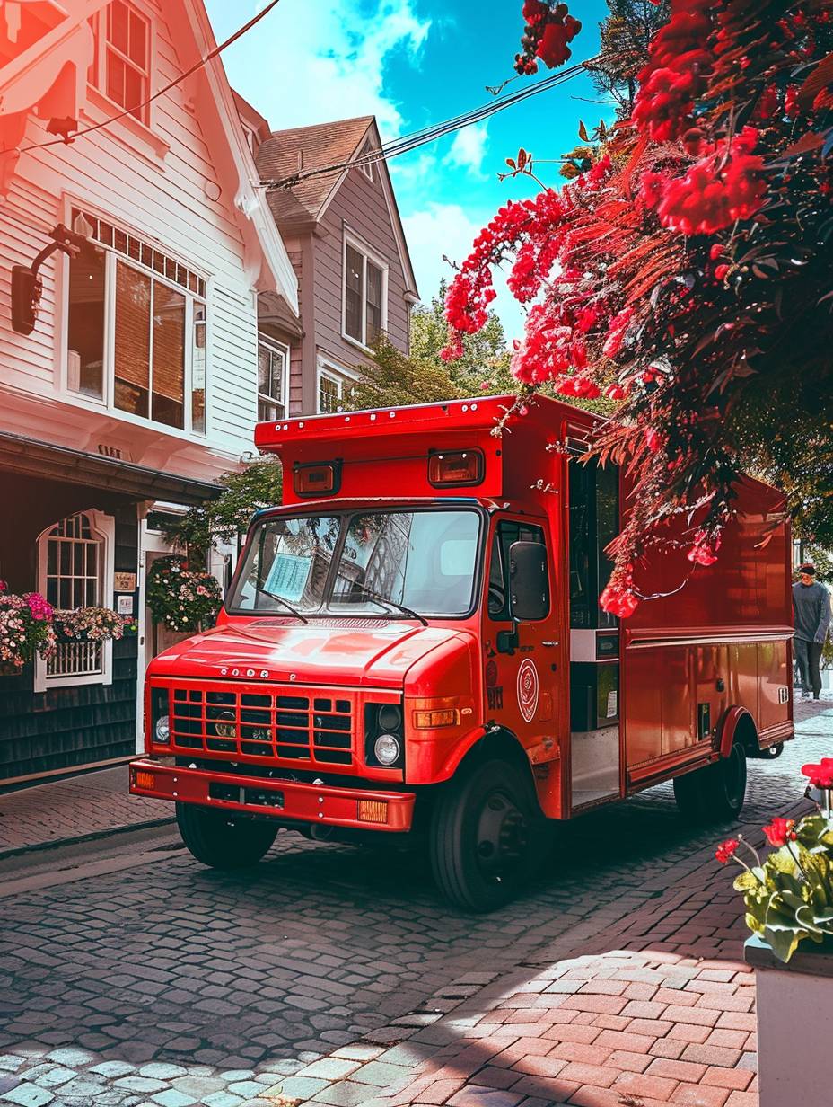Red delivery truck