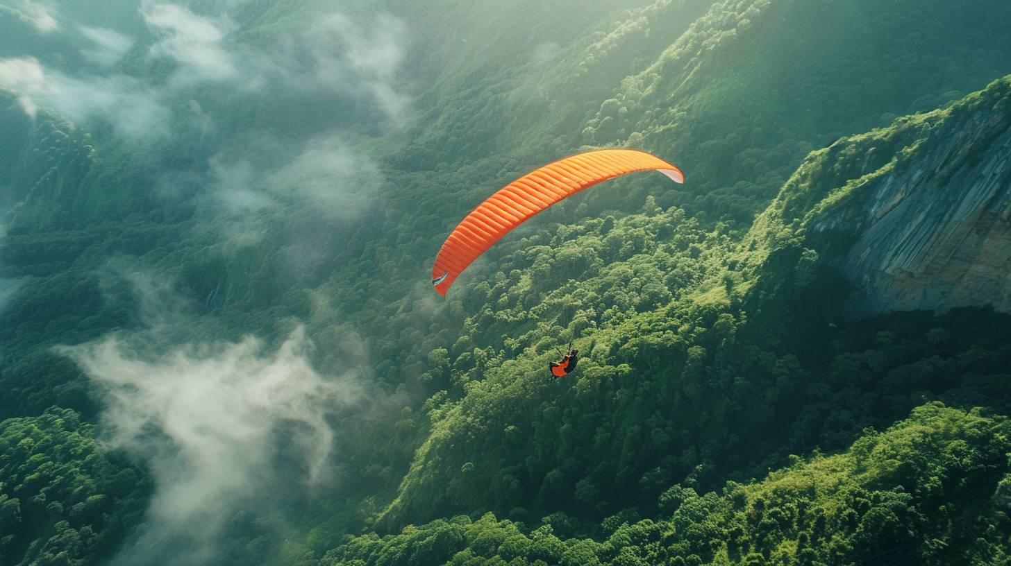 Aerial photo of a paraglider