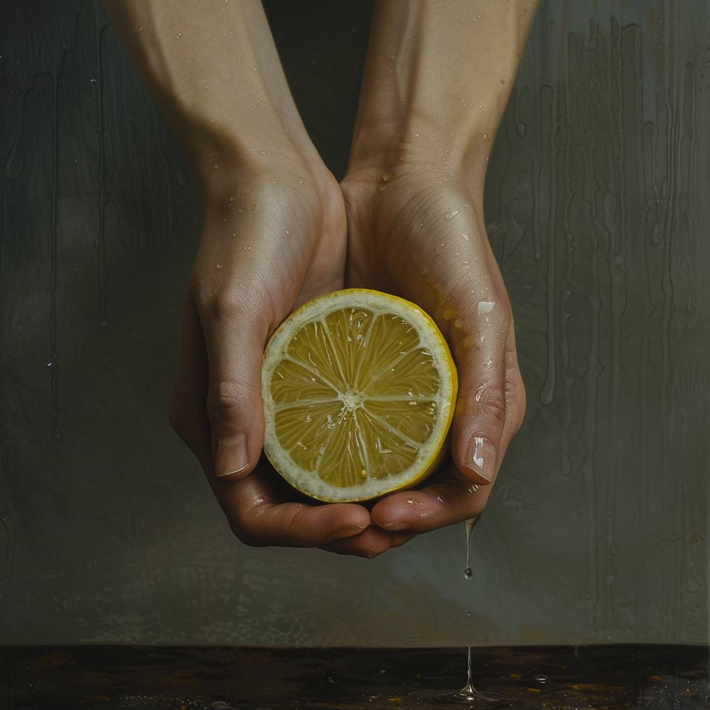 Someone's hands squeezing a whole lemon