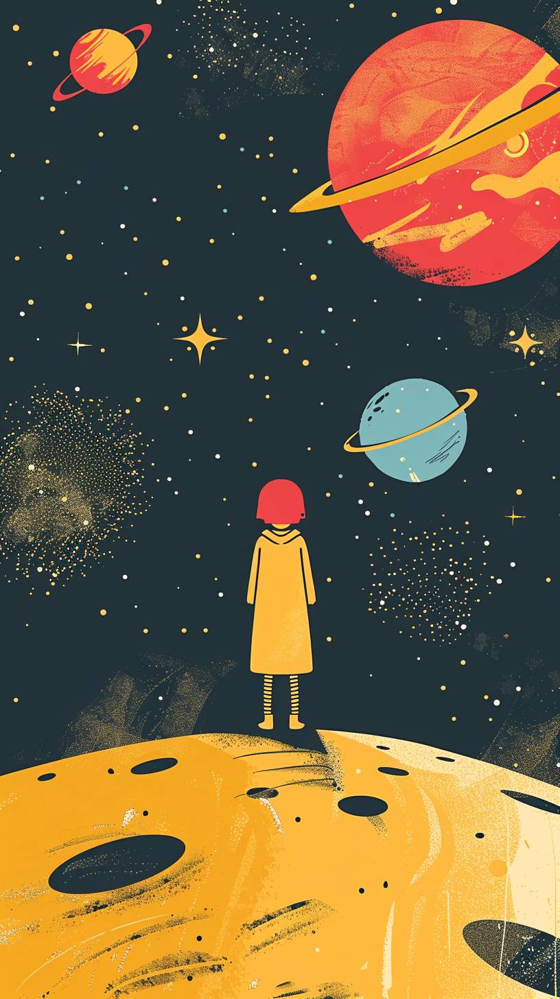 宇宙と一緒に描かれた国際児童の日のポスター--ar 9:16 --v 6.0