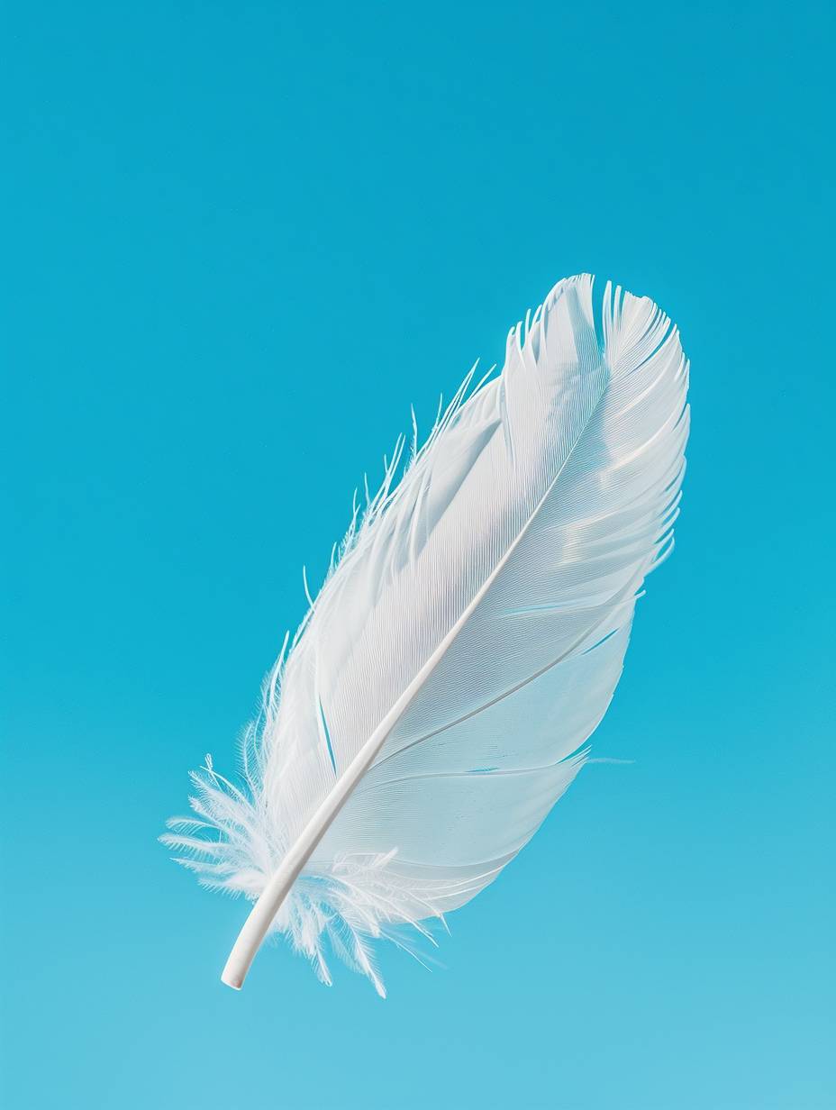 A delicate feather floating freely in the wind against a clear blue sky, representing lightness and freedom from the weight of obsessive thoughts, book cover
