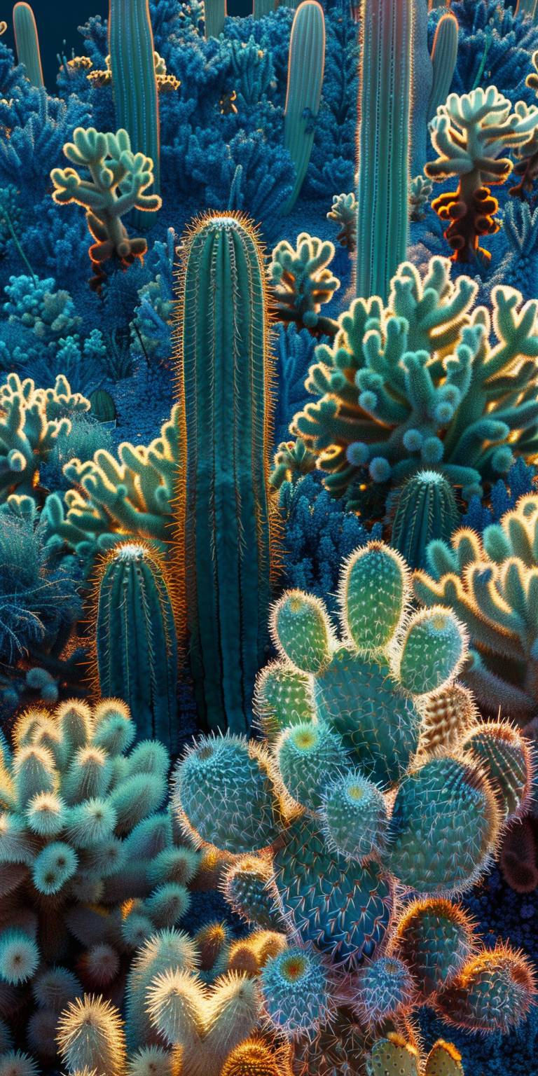 Desert with many cacti