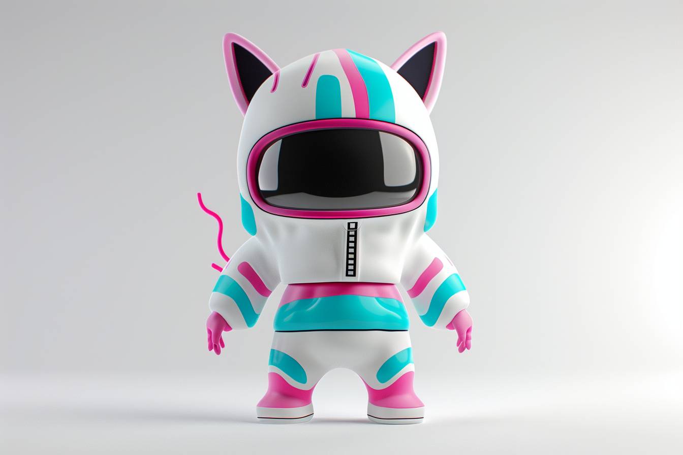 Chibi [SUBJECT], [COLOR PALLETE], 3D model vinyl toy, white background, front perspective, minimalistic, OC renderer, C4D