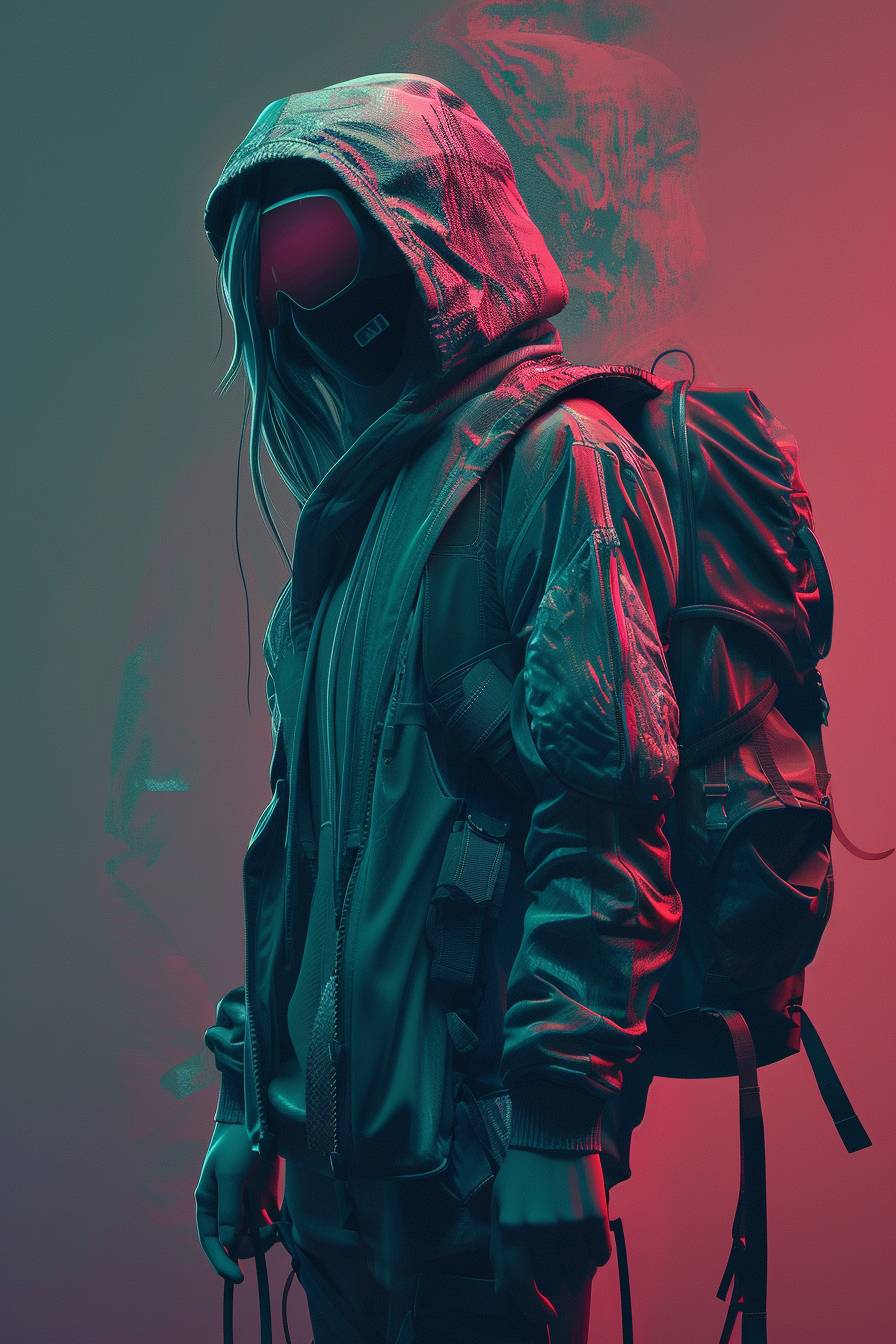 In style of Beeple, character concept design, half body