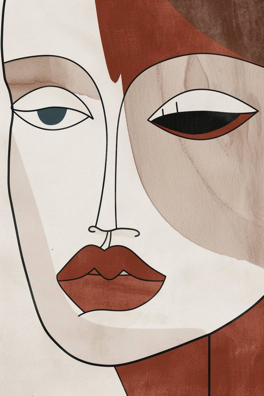 Woman face in geometric minimalistic Bauhaus art