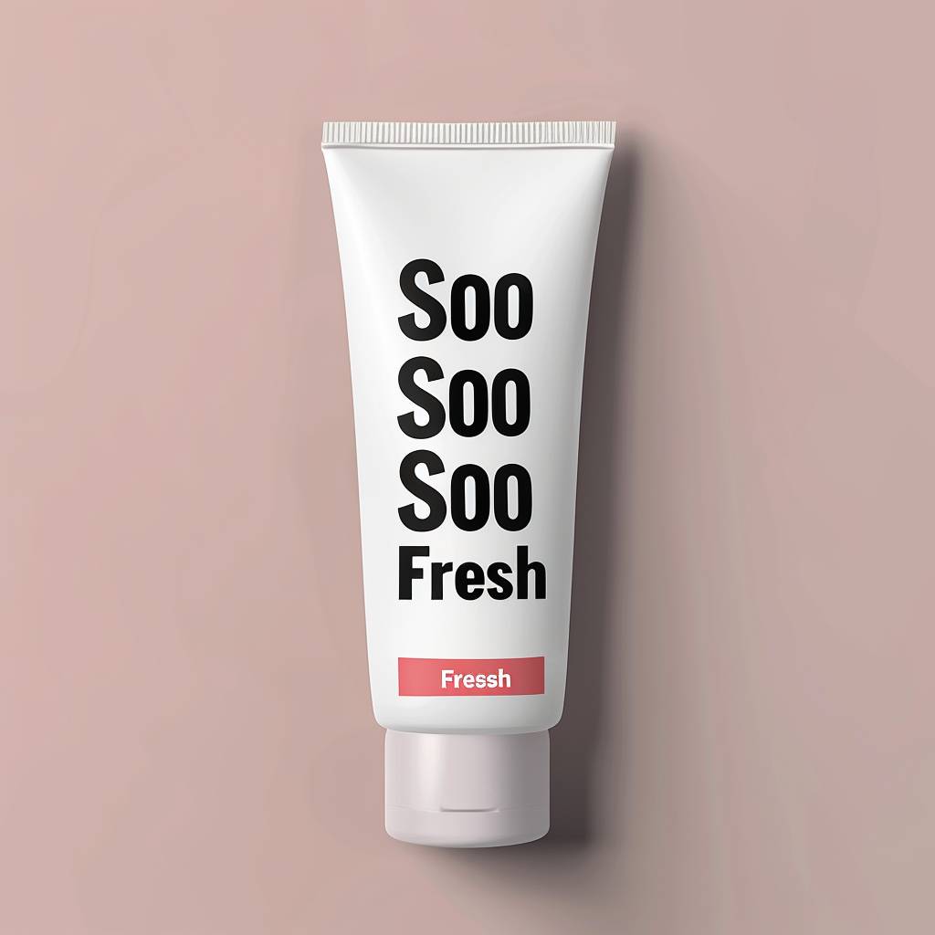Realistic toothpaste tube mockup created by Rose Wylie, design and print for tube. Text reads 'Soo Soo Fresh'