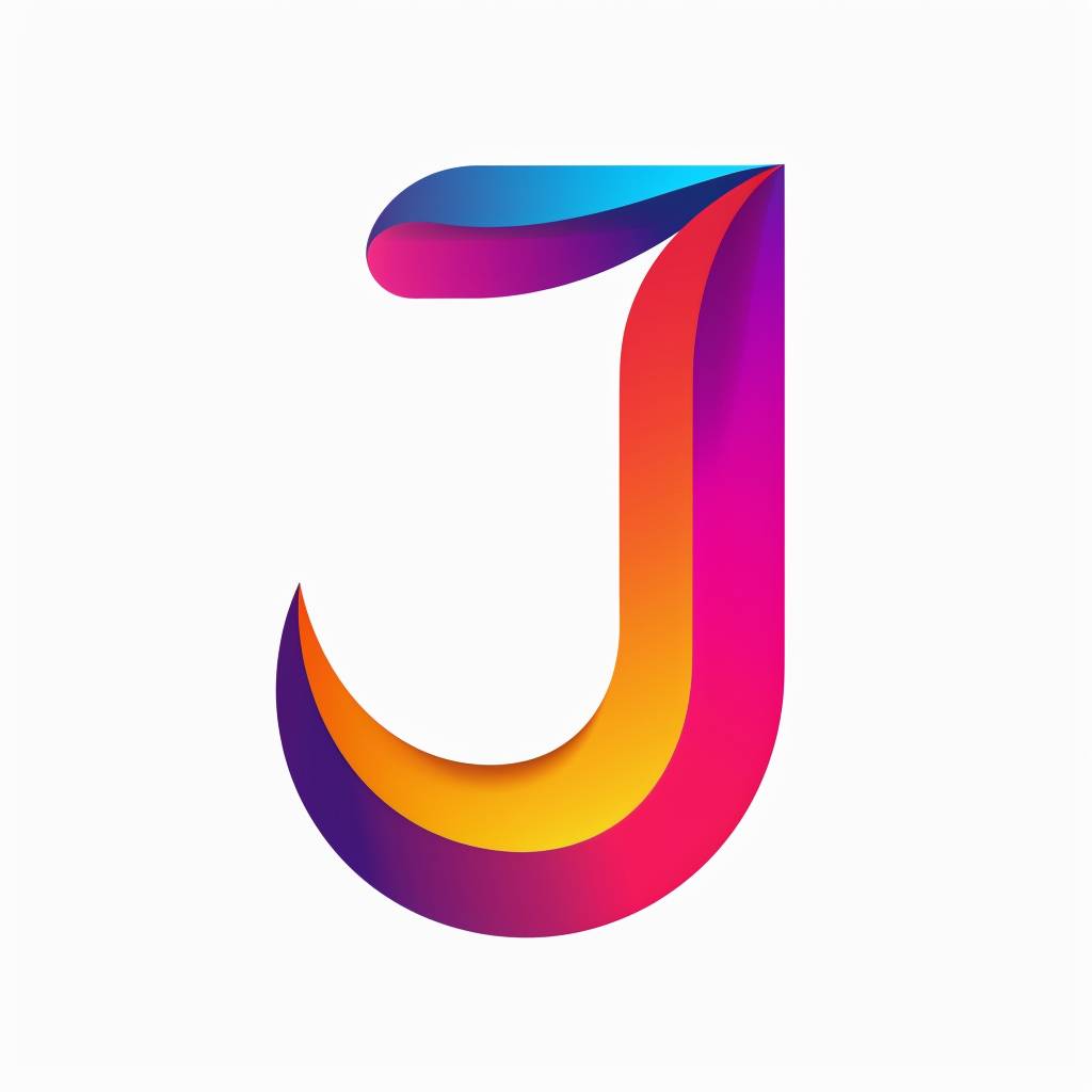 Jの文字、ロゴ、テクノロジー企業、ロゴベクトル、シンプル、現実的な詳細なし、フラット、シンプル、白い背景