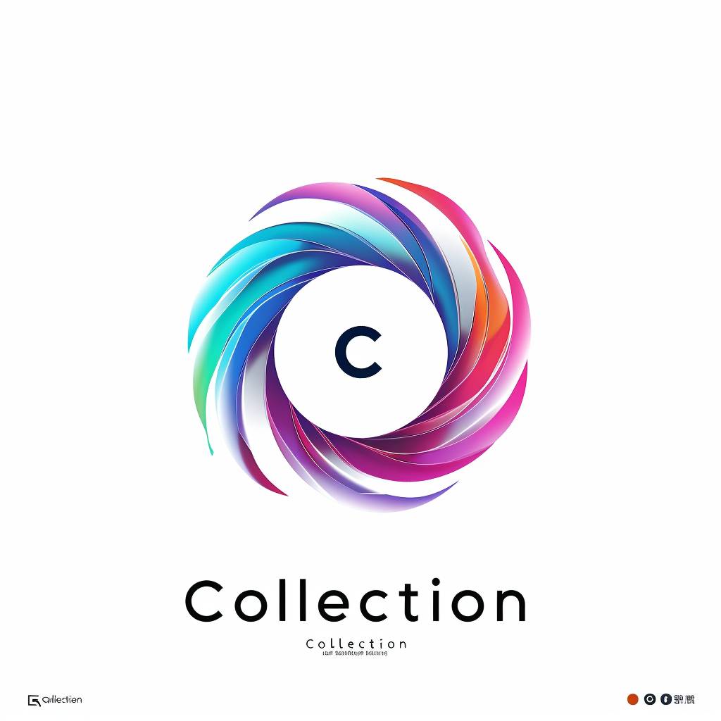 ミニマリストなロゴ「C Collection」、その場限りの色、白い背景、高解像度、4k、高コントラスト、カラーグレーディング