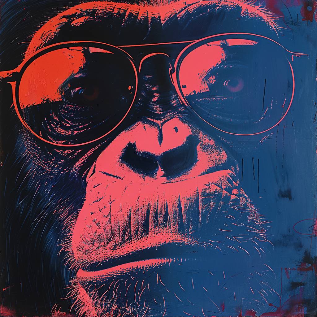 A poster of free apes in the style: Karl Lagerfeld, Prada, James Rosenquist – Pop Art Daniel Arsham – Architectural Art Liu Bolin – Invisible Art Ai Weiwei – Political Art Banksy – Street Art Jenny Holzer – Conceptual Art