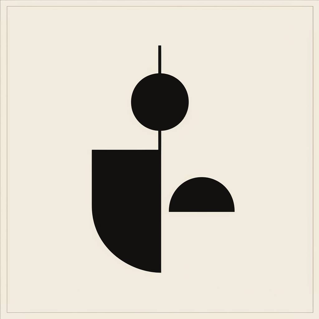 Minimalistic geometric vector graphic logo in black, designed by Ivan Chermayeff