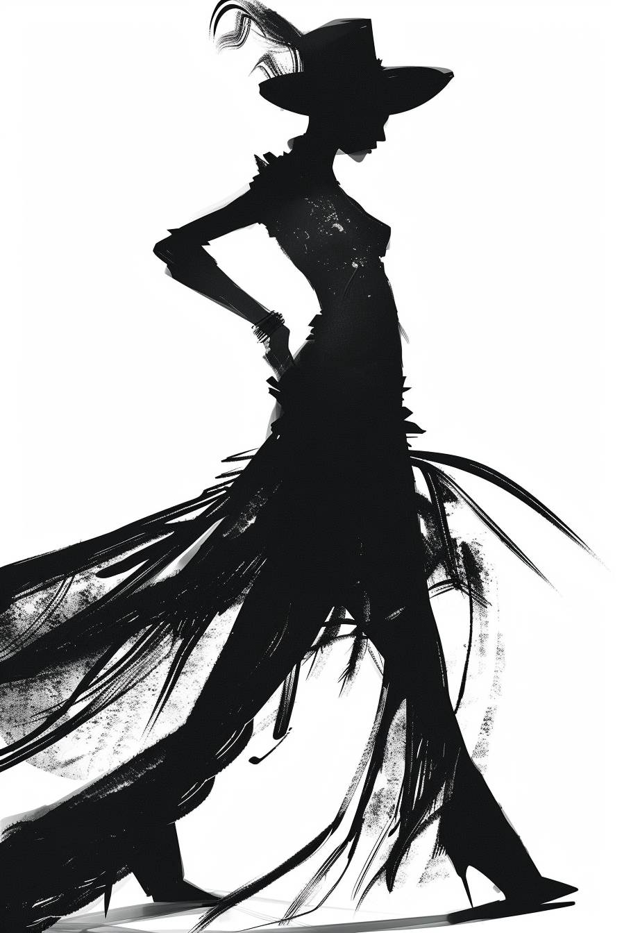 Character concept design inspired by the style of Lillian Bassman, half body